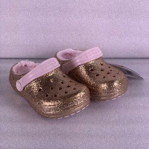 kids rose gold crocs